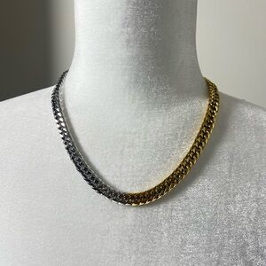 NWOT Two Tone Gold and Silver Chunky Chain Stainless Steel Necklace